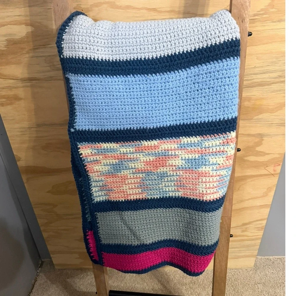 Hand‎ Crocheted Afghan Throw Blanket